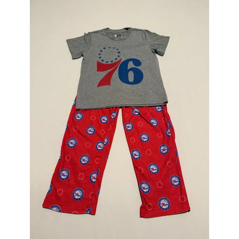 NBA Philadelphia 76ers Youth Pajama Set Ultra Game Gray Red Size 8 Kids PJs